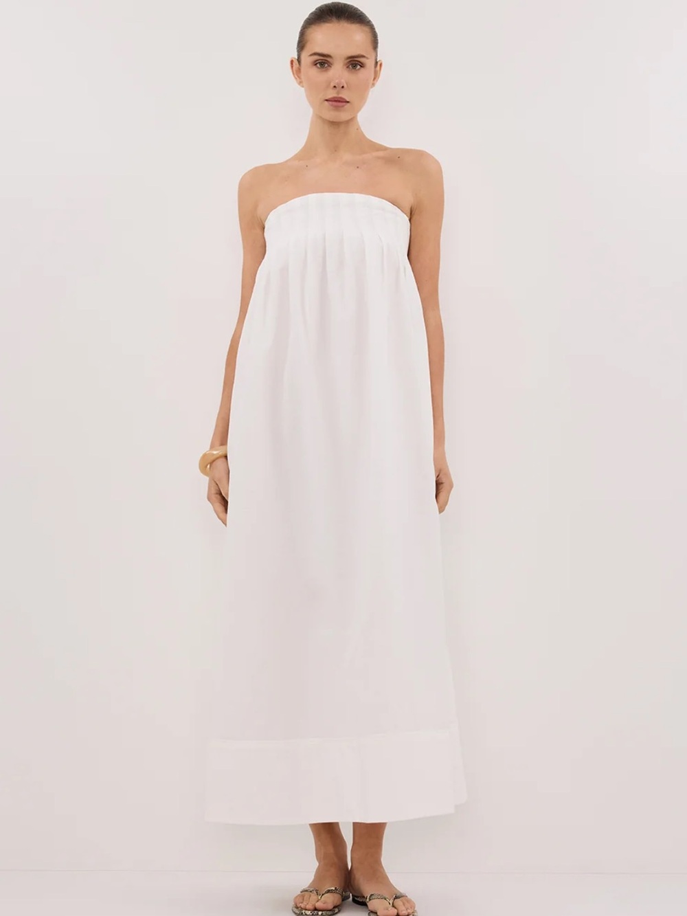Dissh White Strapless Midi Dress